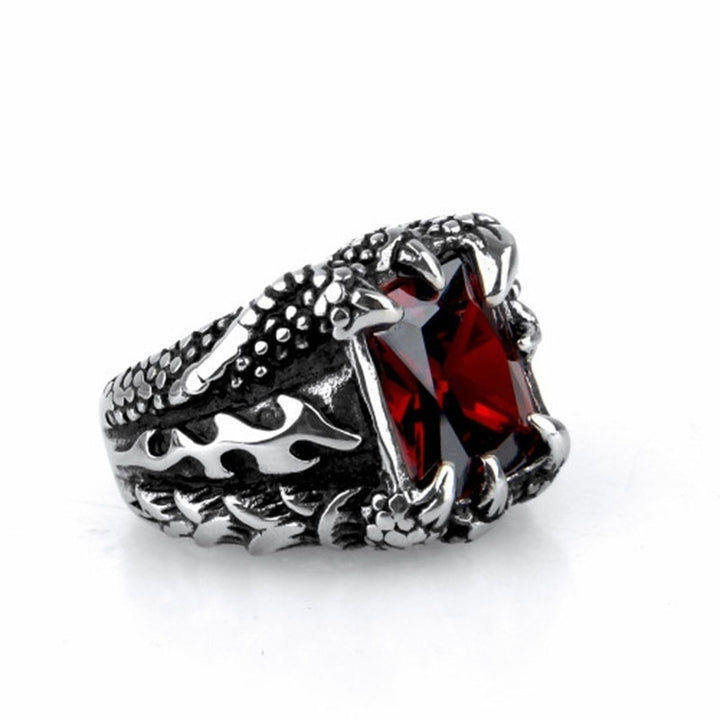 Man Retro Titanium Steel Ring Domineering Dragon Claw Design Zircon Ring Gift Image 3