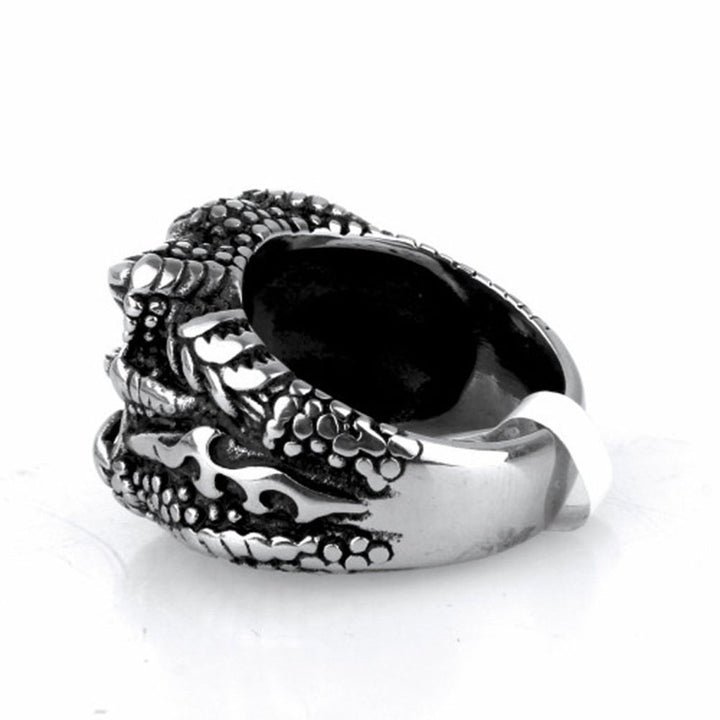 Man Retro Titanium Steel Ring Domineering Dragon Claw Design Zircon Ring Gift Image 4