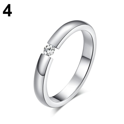 Men Women Titanium Stainless Steel Rhinestone Wedding Band Finger Knuckle Ring Image 11