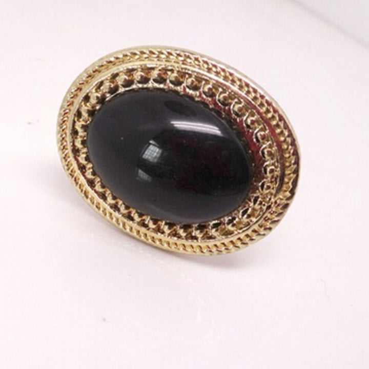 Ring Adjustable Big Oval Inlaid Alloy Natural Gem Stone Ring for Dating Image 4