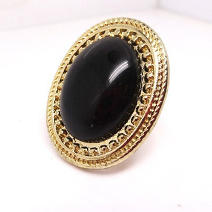 Ring Adjustable Big Oval Inlaid Alloy Natural Gem Stone Ring for Dating Image 9