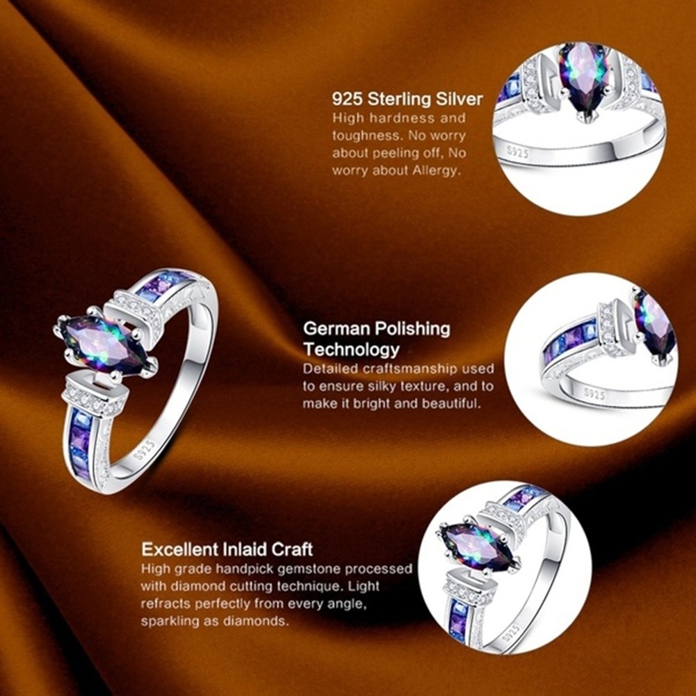 Women Fashion Multicolor Marquise Cut Cubic Zirconia Inlaid Finger Ring Jewelry Image 8