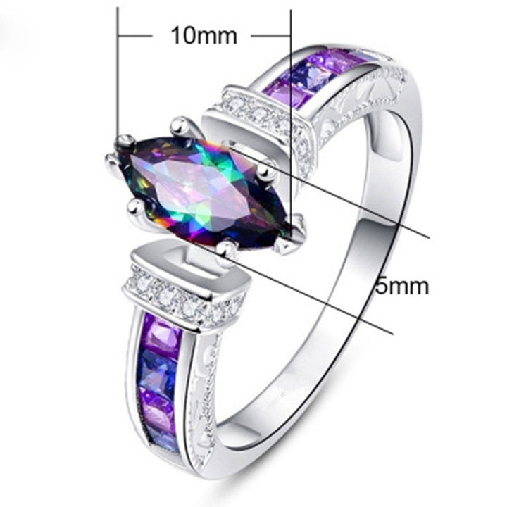 Women Fashion Multicolor Marquise Cut Cubic Zirconia Inlaid Finger Ring Jewelry Image 9