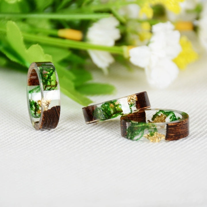 Creative Women Wooden Dried Flower Transparent Finger Ring Jewelry Birthday Gift Image 8