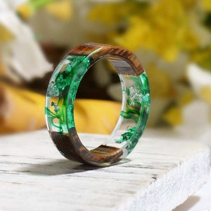 Creative Women Wooden Dried Flower Transparent Finger Ring Jewelry Birthday Gift Image 9