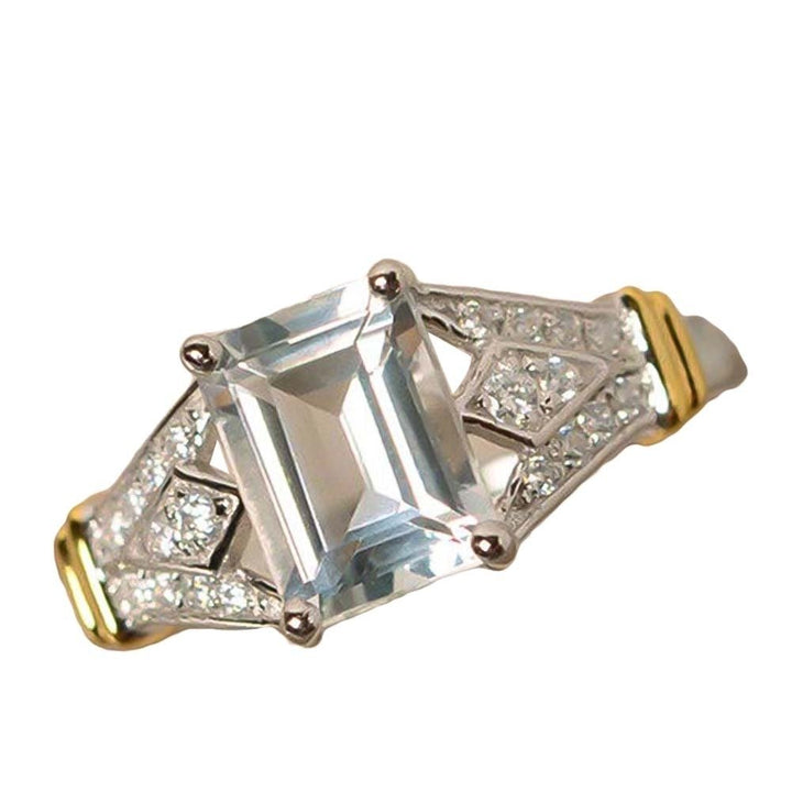 Fashion Rectangle Cubic Zircon Rhinestone Ring Bridal Wedding Engagement Jewelry Image 3