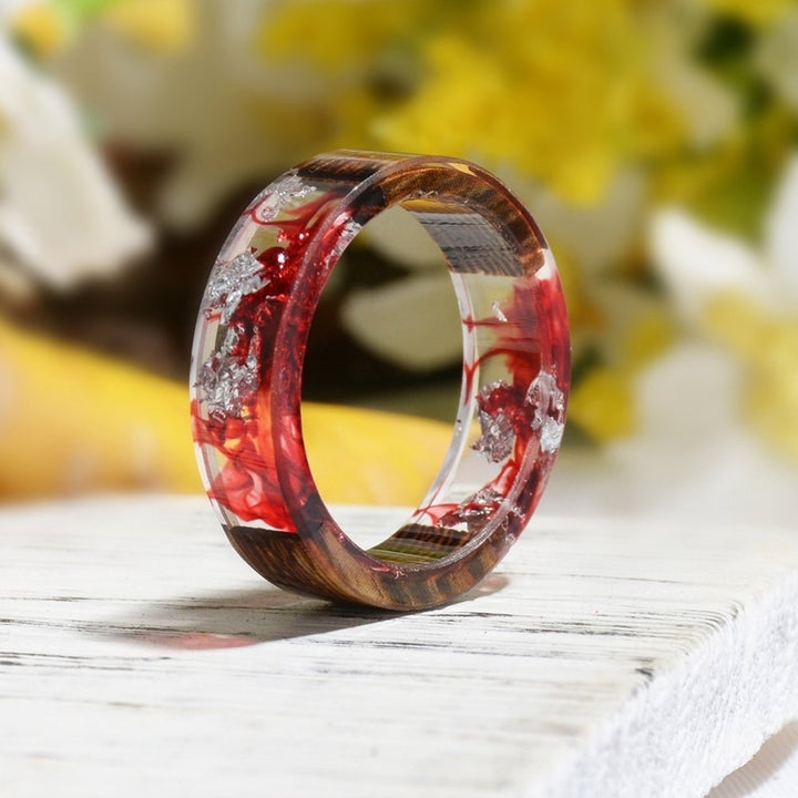 Creative Women Wooden Dried Flower Transparent Finger Ring Jewelry Birthday Gift Image 10