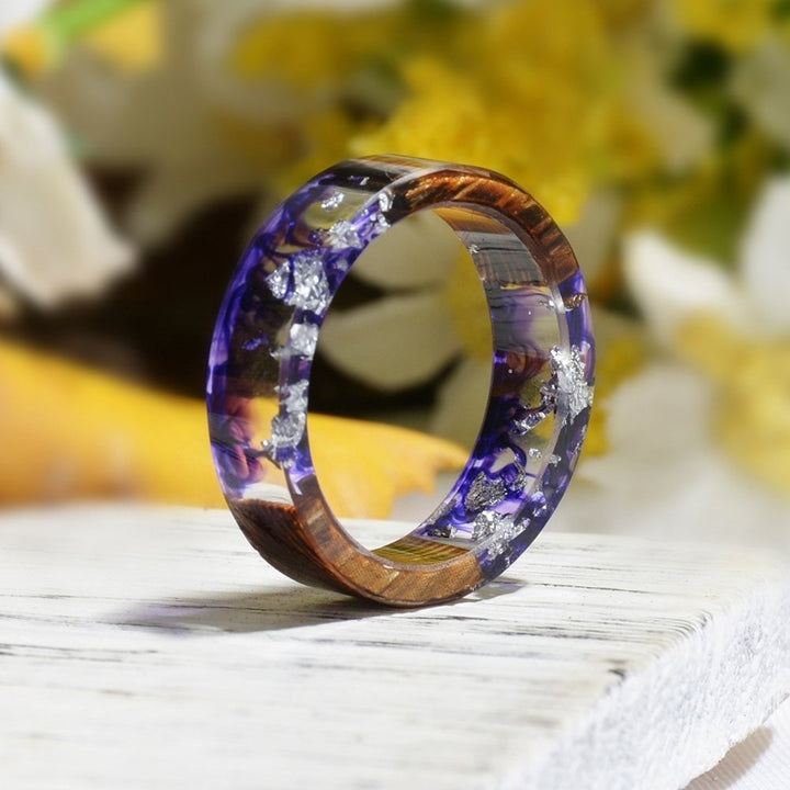 Creative Women Wooden Dried Flower Transparent Finger Ring Jewelry Birthday Gift Image 11