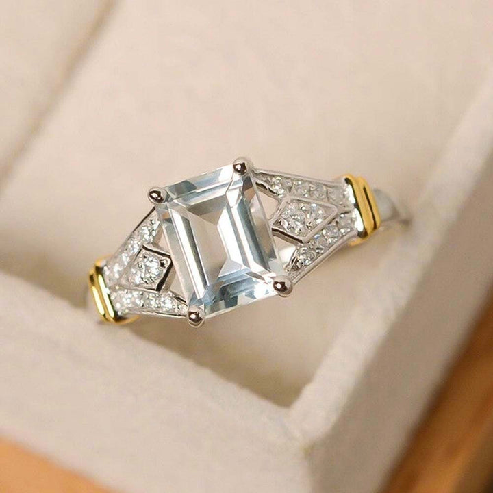 Fashion Rectangle Cubic Zircon Rhinestone Ring Bridal Wedding Engagement Jewelry Image 7