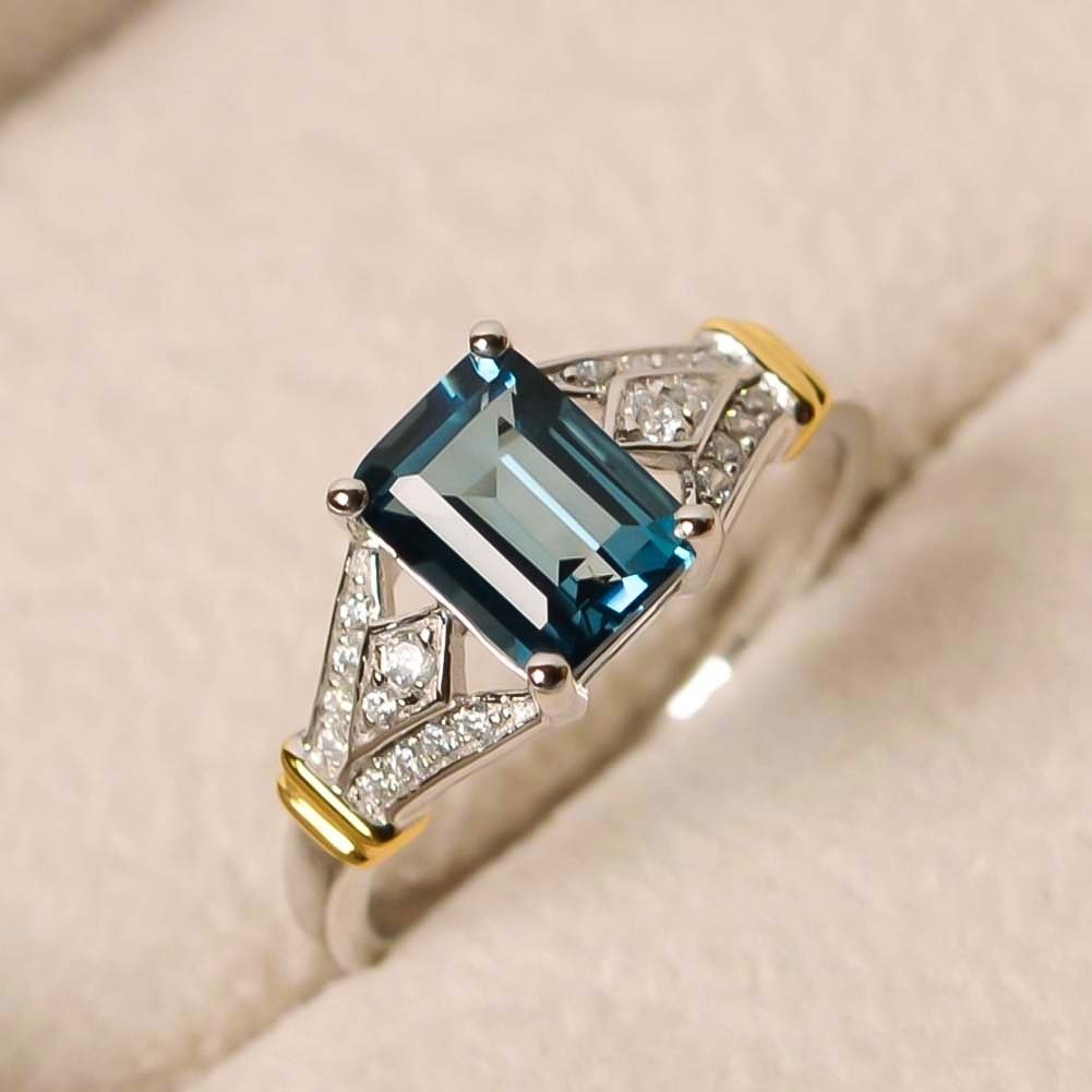 Fashion Rectangle Cubic Zircon Rhinestone Ring Bridal Wedding Engagement Jewelry Image 9