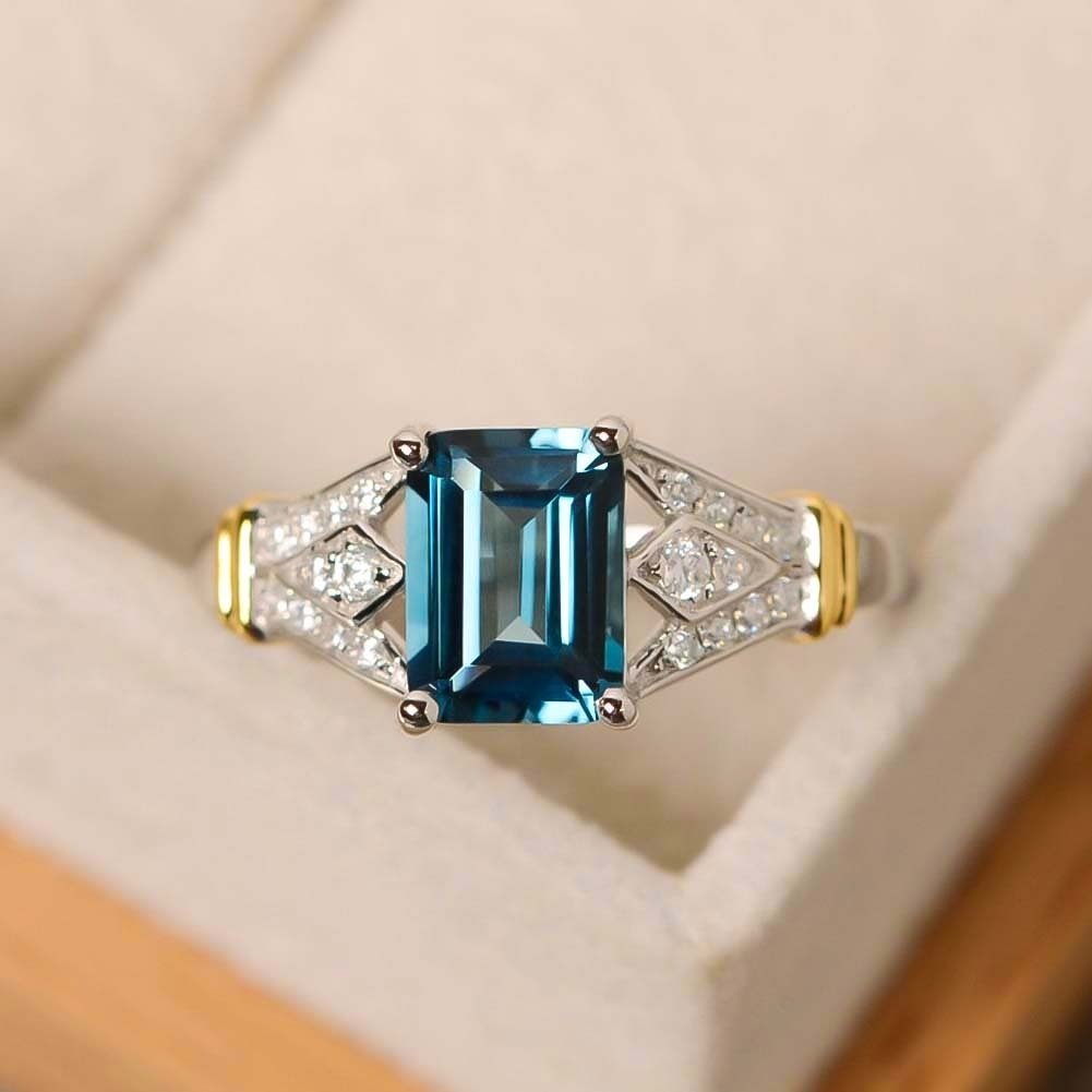 Fashion Rectangle Cubic Zircon Rhinestone Ring Bridal Wedding Engagement Jewelry Image 11