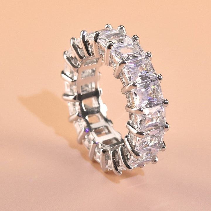 Wedding Engagement Princess Cut Rhinestone Inlaid Bridal Finger Ring Jewelry Image 3