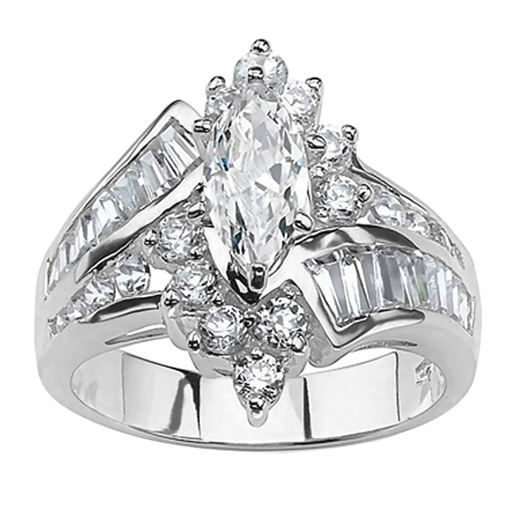 Women Marquise Cut Cubic Zirconia Engagement Anniversary Finger Ring Jewelry Image 2