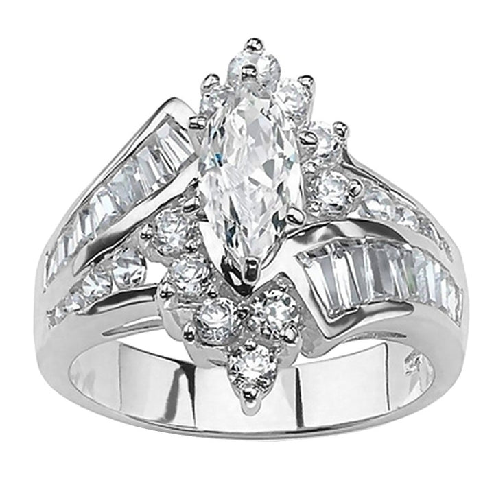 Women Marquise Cut Cubic Zirconia Engagement Anniversary Finger Ring Jewelry Image 1