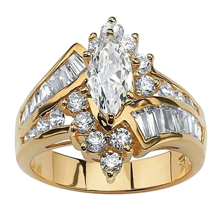 Women Marquise Cut Cubic Zirconia Engagement Anniversary Finger Ring Jewelry Image 1