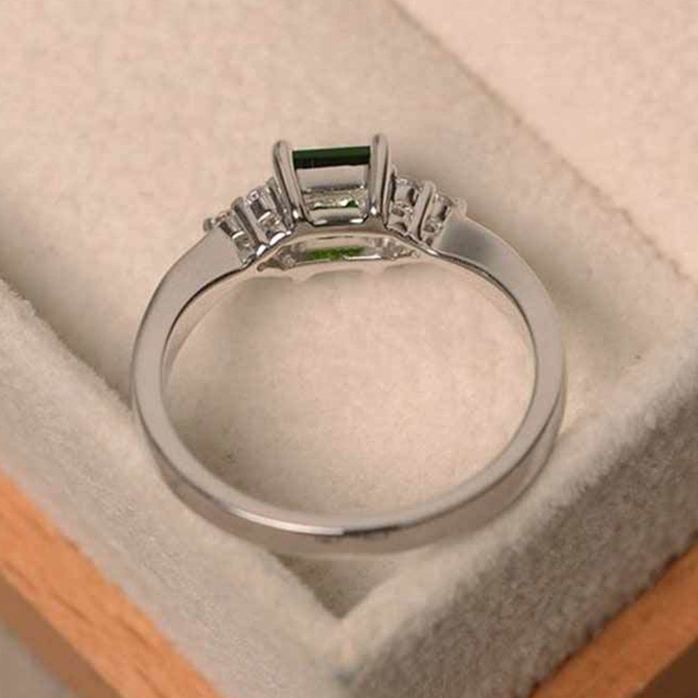 Fashion Women Square Cut Cubic Zirconia Inlaid Ring Engagement Jewelry Gift Image 3