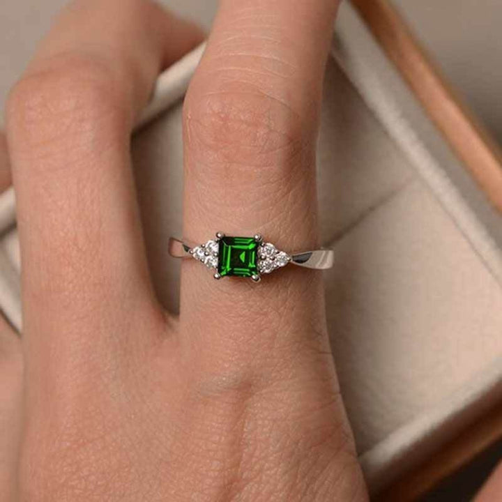 Fashion Women Square Cut Cubic Zirconia Inlaid Ring Engagement Jewelry Gift Image 4