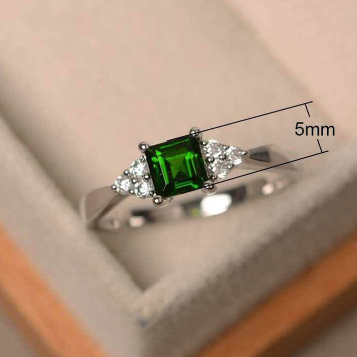 Fashion Women Square Cut Cubic Zirconia Inlaid Ring Engagement Jewelry Gift Image 6