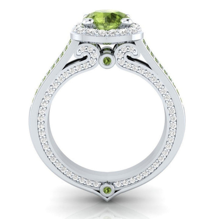 Women Fashion Faux Peridot Topaz Inlaid Wedding Party Finger Ring Jewelry Gift Image 2