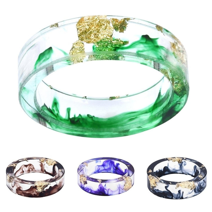 Unisex Fashion Colorful Ink Gold Foil Transparent Resin Ring Party Jewelry Gift Image 3