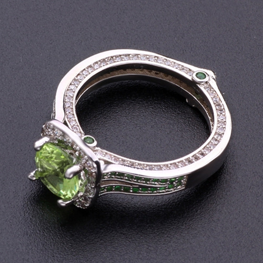 Women Fashion Faux Peridot Topaz Inlaid Wedding Party Finger Ring Jewelry Gift Image 6