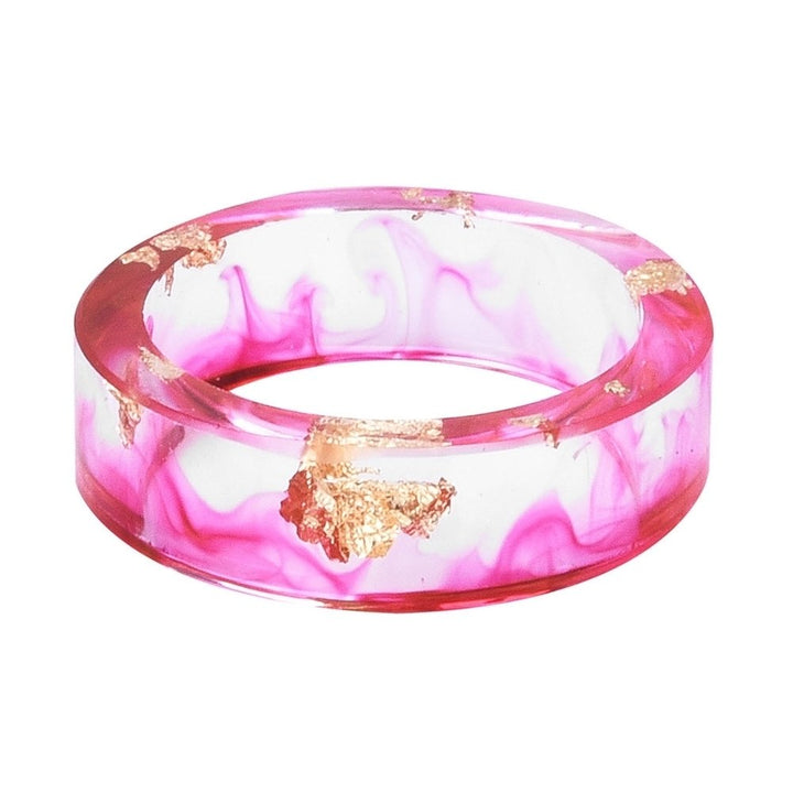 Unisex Fashion Colorful Ink Gold Foil Transparent Resin Ring Party Jewelry Gift Image 4