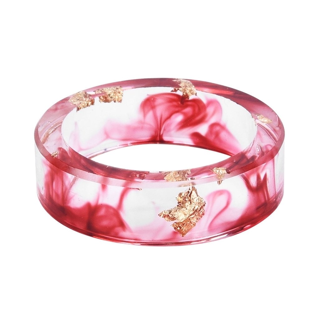 Unisex Fashion Colorful Ink Gold Foil Transparent Resin Ring Party Jewelry Gift Image 6