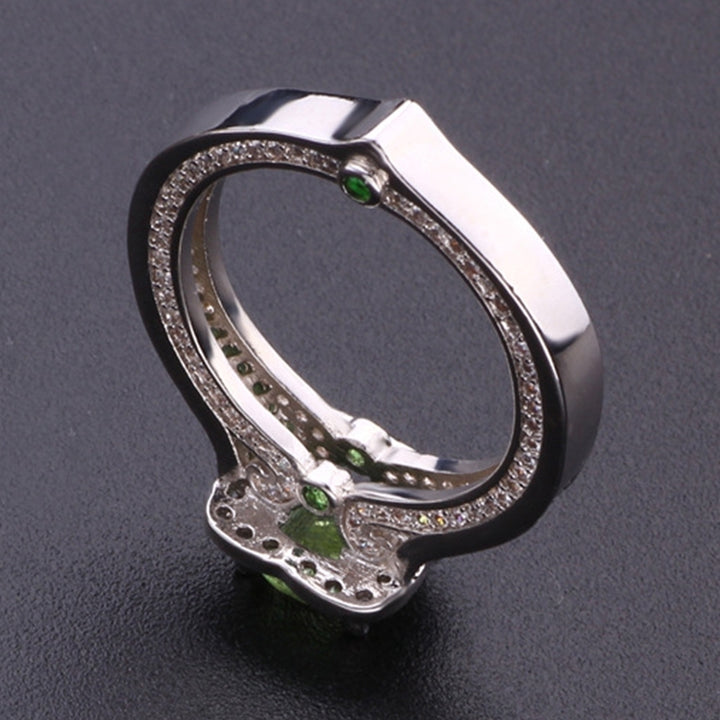 Women Fashion Faux Peridot Topaz Inlaid Wedding Party Finger Ring Jewelry Gift Image 7