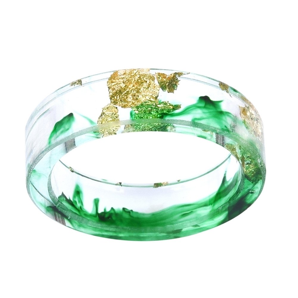 Unisex Fashion Colorful Ink Gold Foil Transparent Resin Ring Party Jewelry Gift Image 7