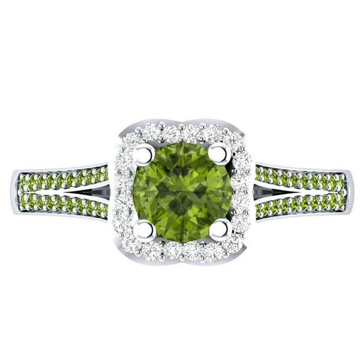 Women Fashion Faux Peridot Topaz Inlaid Wedding Party Finger Ring Jewelry Gift Image 8