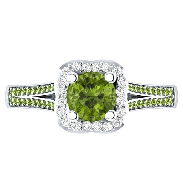 Women Fashion Faux Peridot Topaz Inlaid Wedding Party Finger Ring Jewelry Gift Image 1