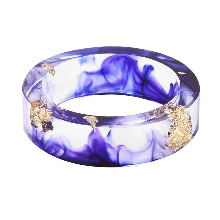 Unisex Fashion Colorful Ink Gold Foil Transparent Resin Ring Party Jewelry Gift Image 8