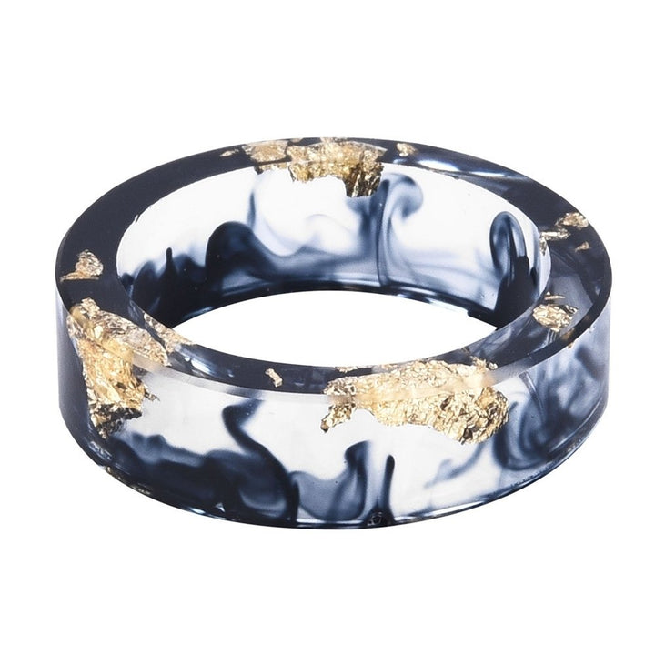 Unisex Fashion Colorful Ink Gold Foil Transparent Resin Ring Party Jewelry Gift Image 9