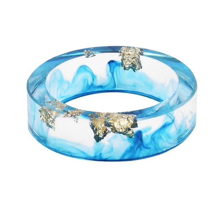 Unisex Fashion Colorful Ink Gold Foil Transparent Resin Ring Party Jewelry Gift Image 10