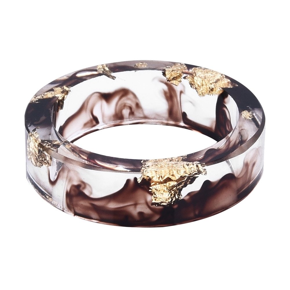 Unisex Fashion Colorful Ink Gold Foil Transparent Resin Ring Party Jewelry Gift Image 11