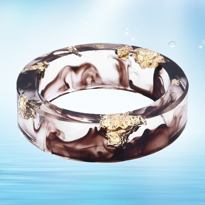 Unisex Fashion Colorful Ink Gold Foil Transparent Resin Ring Party Jewelry Gift Image 12