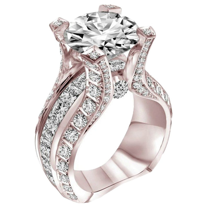 Luxury Shiny Cubic Zirconia Rhinestone Inlaid Ring Bridal Wedding Jewelry Gift Image 1