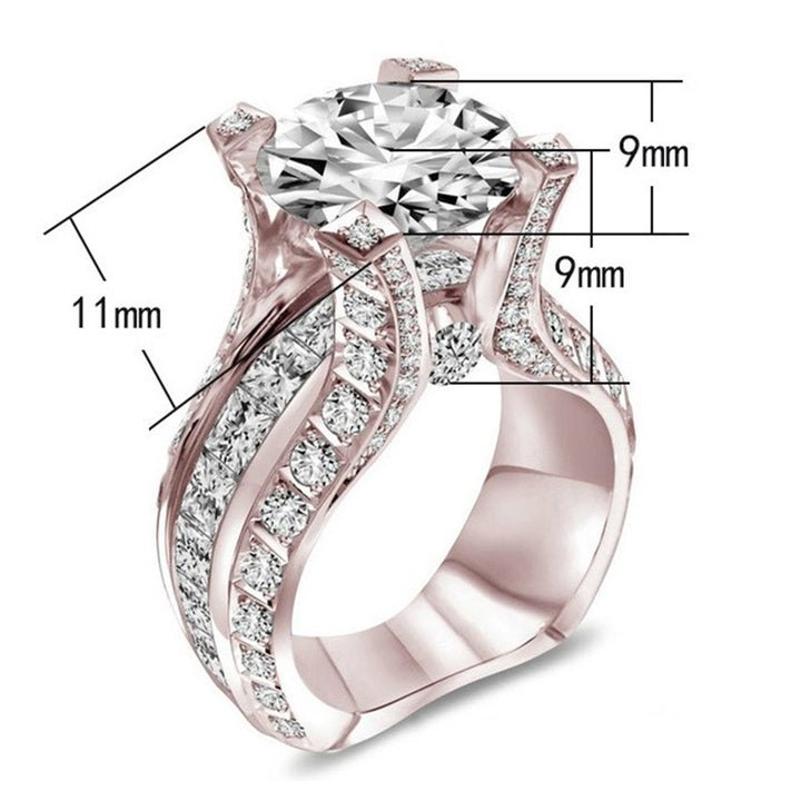 Luxury Shiny Cubic Zirconia Rhinestone Inlaid Ring Bridal Wedding Jewelry Gift Image 4