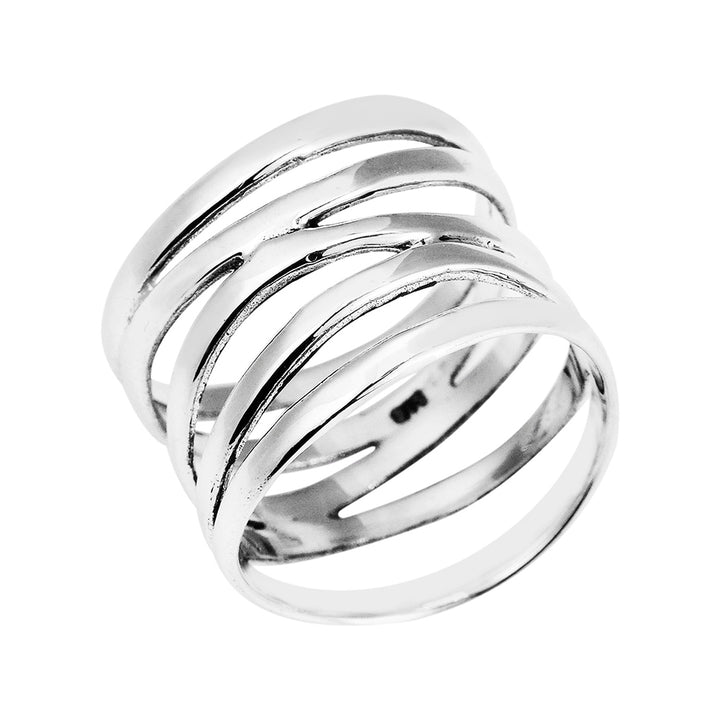 Fashion Women Wide 5 Band Coil Finger Ring Wedding Engagement Party Jewelry Gift Image 3