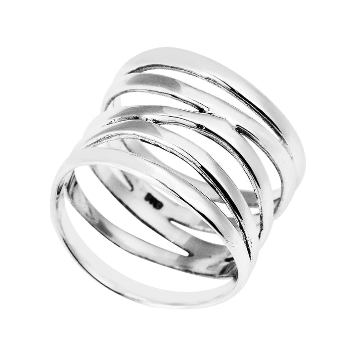 Fashion Women Wide 5 Band Coil Finger Ring Wedding Engagement Party Jewelry Gift Image 4