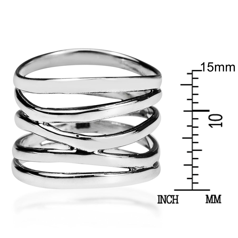 Fashion Women Wide 5 Band Coil Finger Ring Wedding Engagement Party Jewelry Gift Image 6