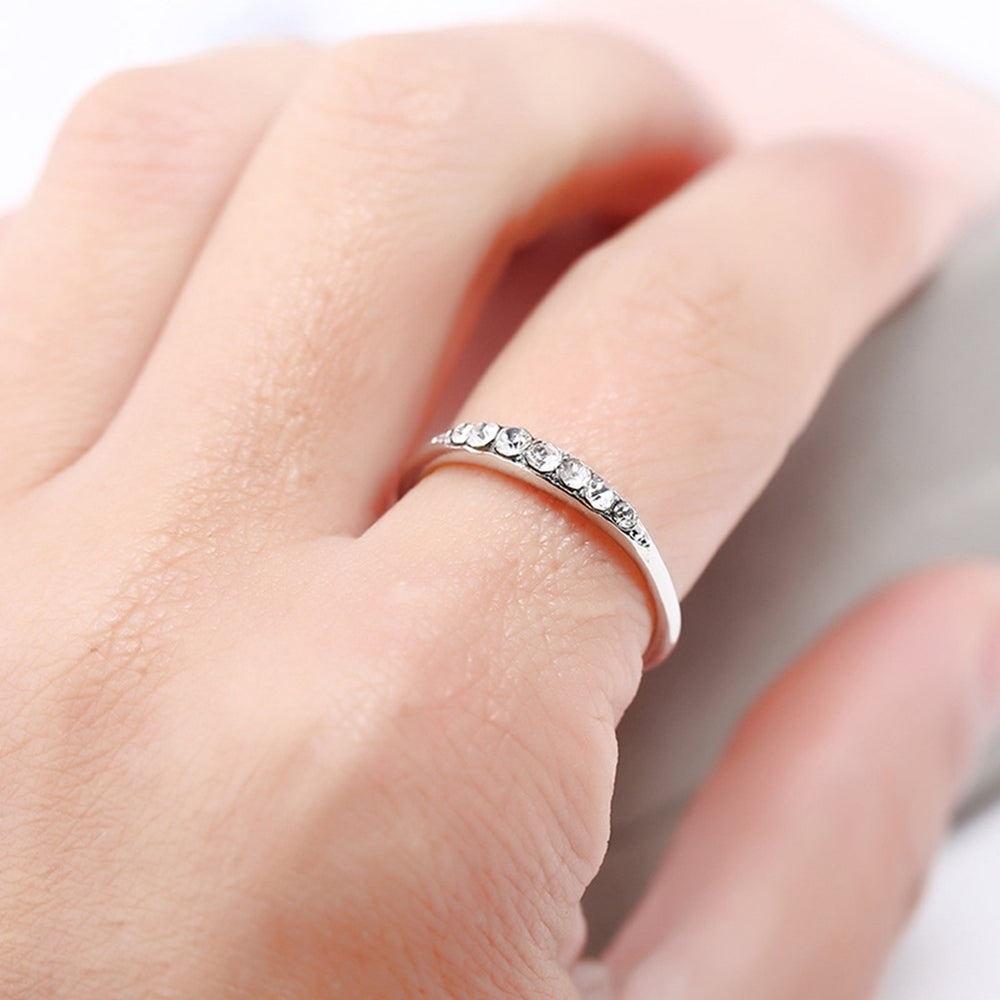 Women Fashion Rhinestone Inlaid Band Finger Ring Wedding Engagement Jewelry Gift Image 2