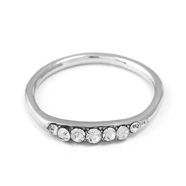 Women Fashion Rhinestone Inlaid Band Finger Ring Wedding Engagement Jewelry Gift Image 1