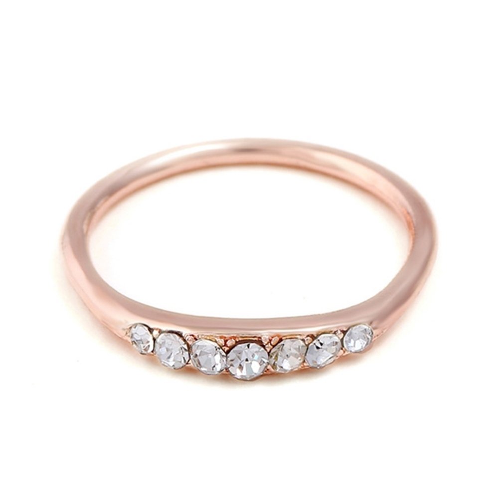 Women Fashion Rhinestone Inlaid Band Finger Ring Wedding Engagement Jewelry Gift Image 1