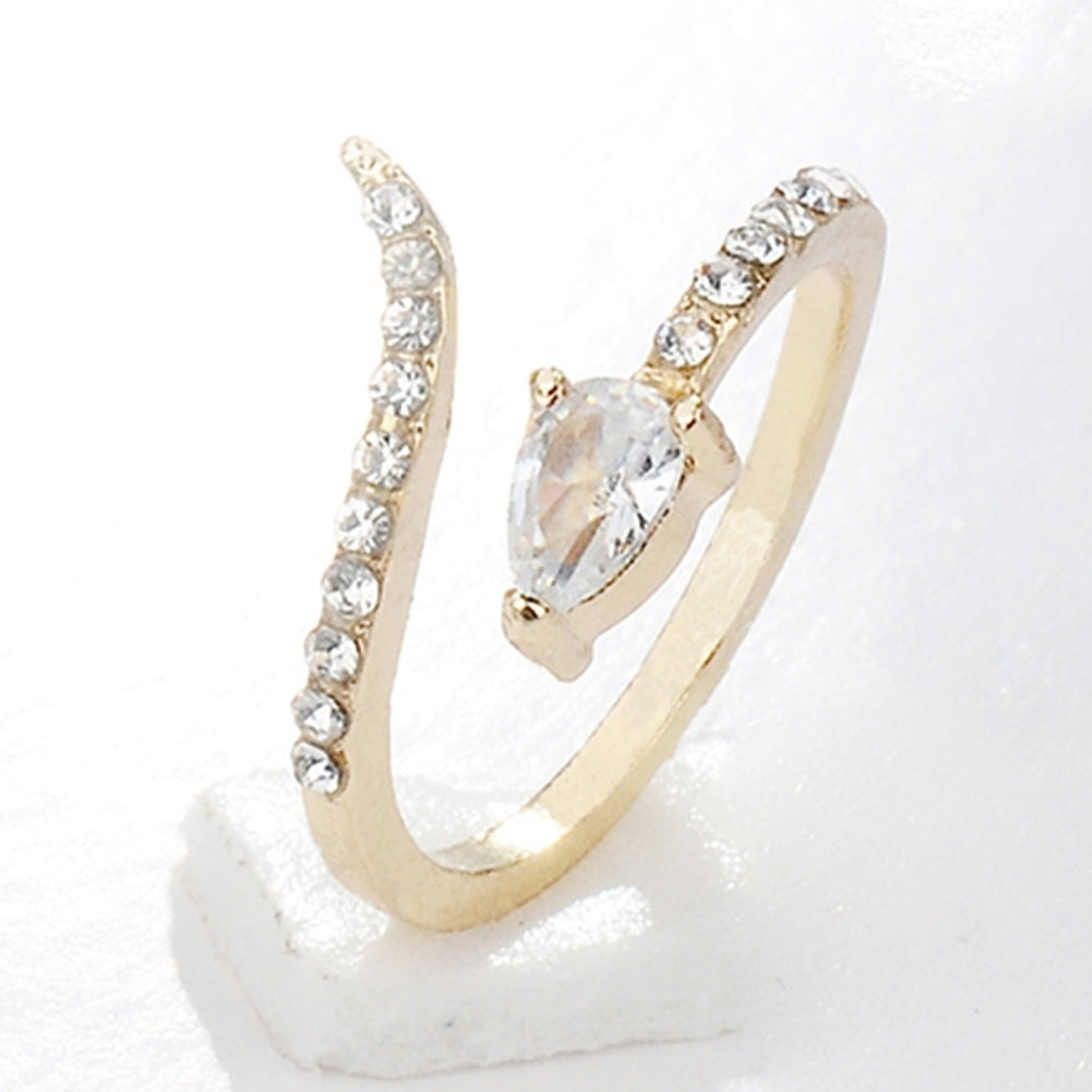 Fashion Women Snake Shaped Rhinestone Inlaid Opening Ring Party Jewelry Gift Image 2