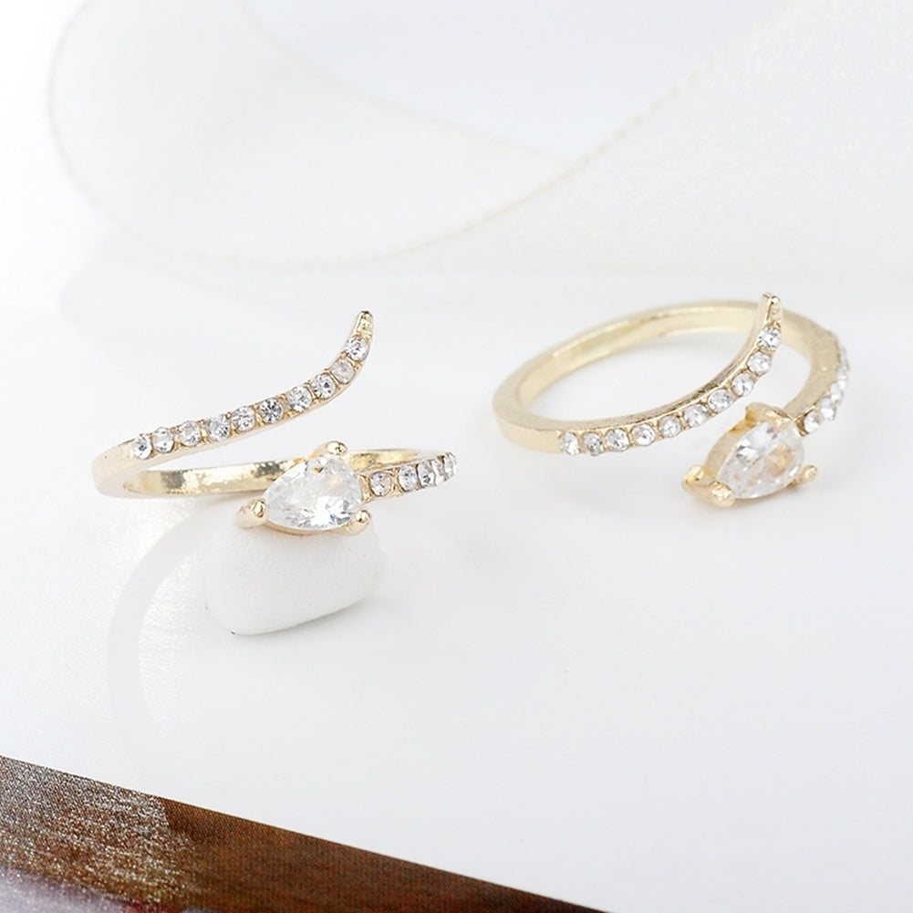 Fashion Women Snake Shaped Rhinestone Inlaid Opening Ring Party Jewelry Gift Image 4