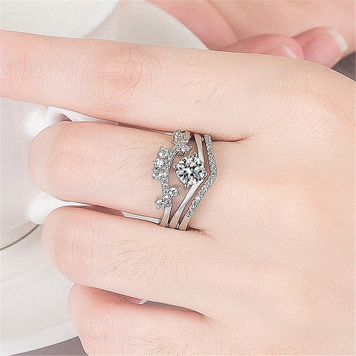 3 in 1 Couple Fashion Silver Plated Crown Finger Ring Party Jewelry Accessory Image 3