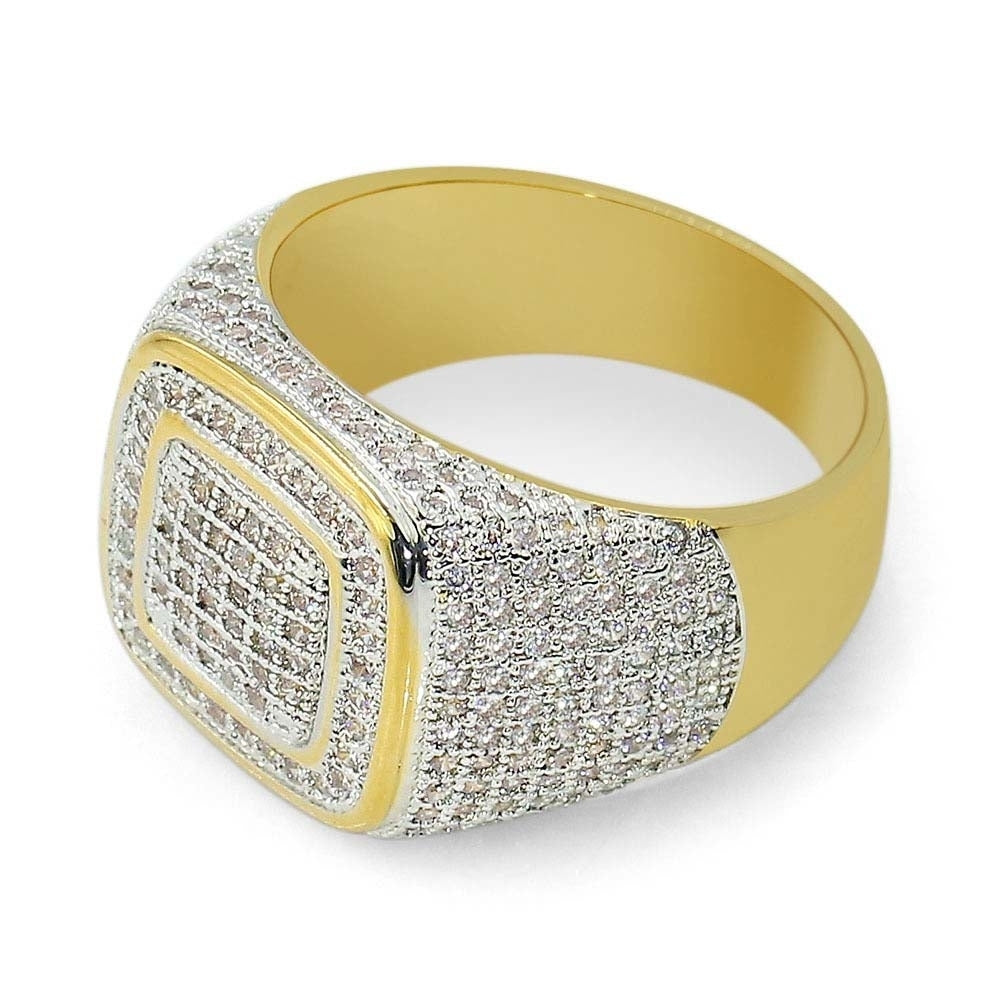 Glitter Men Square Full Rhinestone Inlaid Finger Ring Wedding Engagement Jewelry Image 2