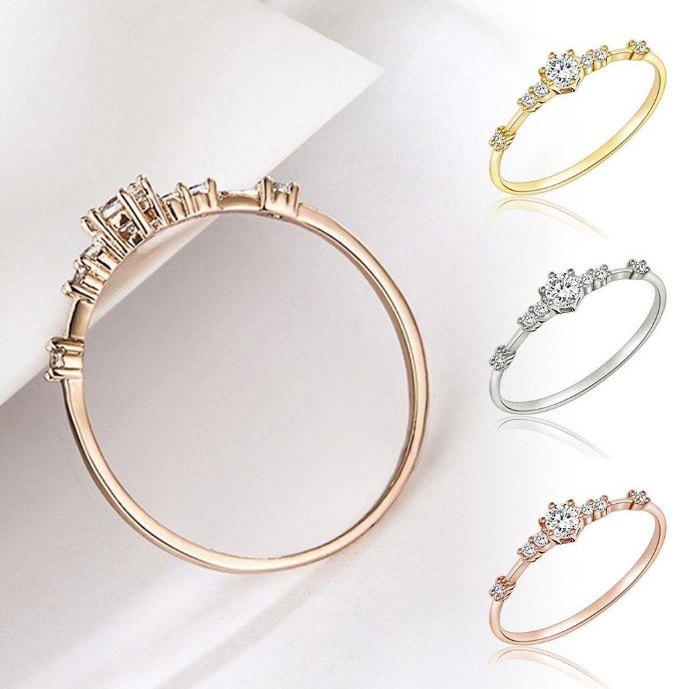 Women Fashion Plating Rhinestone Inlaid Finger Ring Party Jewelry Image 1