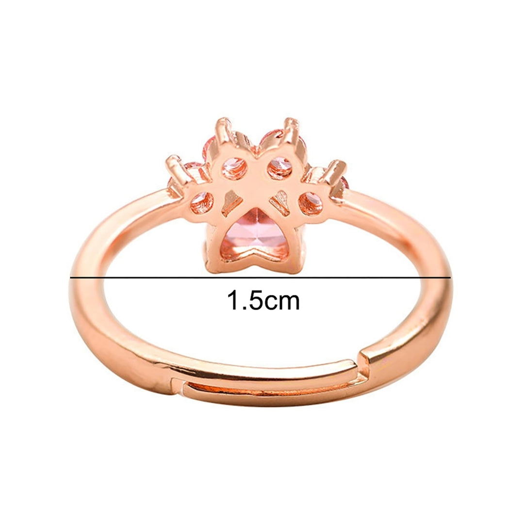 Ring Cats Paw Design Adjustable Alloy Women Round Opening Ring for Party Image 7